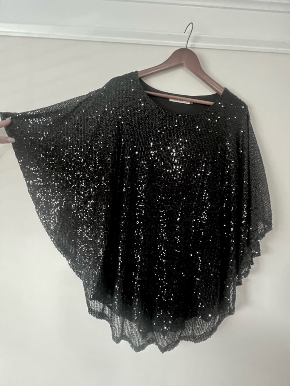 Origami by Vivien Black Sequin Layered Top - Picture 3 of 9